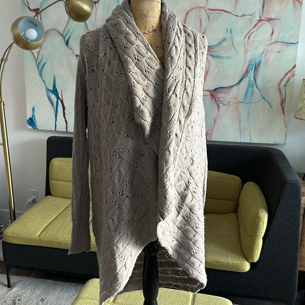 Autumn Cashmere cardigan medium drape sweater oatmeal soft